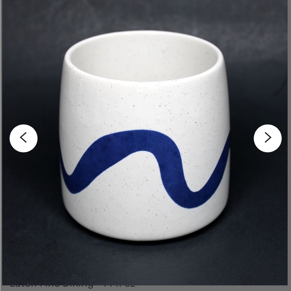 Set of 2 Origin Blue Wave Design Stoneware Coffee / Tea Mug 14 oz NWOT